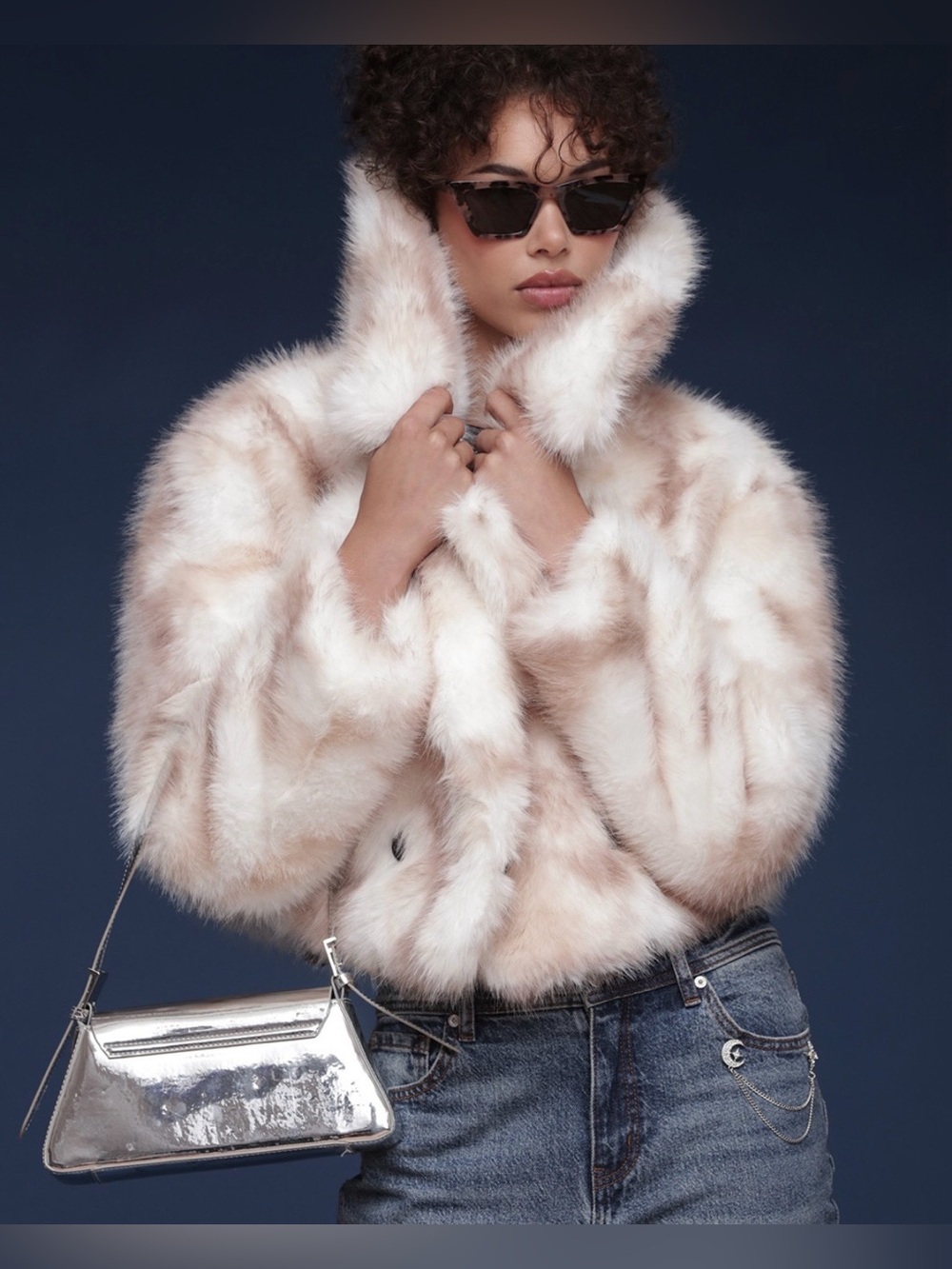 Avec Les Filles faux fur crop jacket